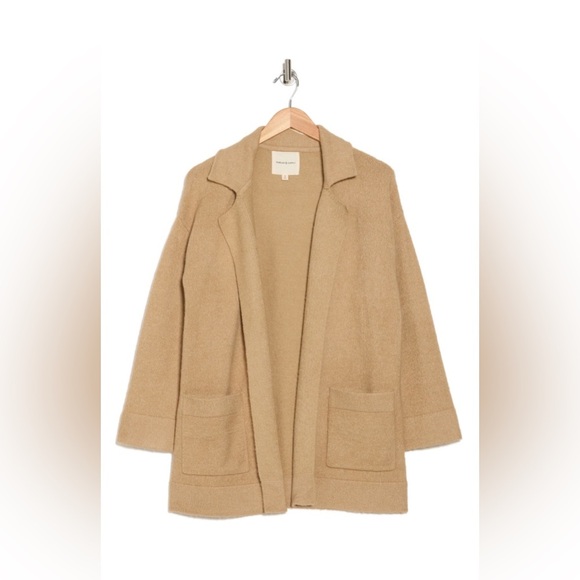Thread & Supply Open Front Knit Cardigan Coat Oversized Soft Beige Brown Sweater - Picture 1 of 12